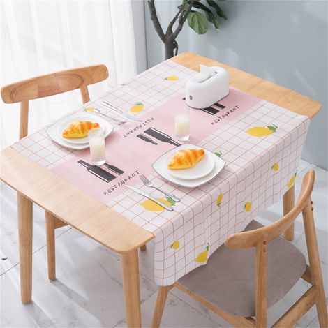 Nappe De Table - Imperméable - Motif Échiquier - 137 x 180 cm - Rose Et Blanc - Pour Pique-Nique Fête Décoration De Noël - 1 Pièce (1/4)