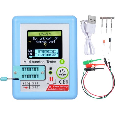 Multimetro LCR-MF9 con schermo da 1,8": tester per transistor, diodi, condensatori, resistori, MOSFET, NPN, PNP