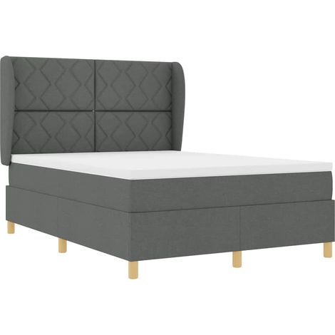 Letto a molle con testiera Grigio scuro 200 x 160 cm Tessuto vidaXL (1/5)