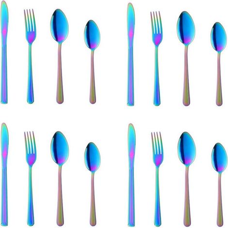Couverts En Acier Inoxydable - 16 Pièces Pour 4 Personnes - Finition Miroir - Compatible Lave-Vaisselle (1/5)