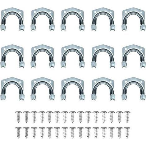 BRAVIX Lot de 15 crochets multi-outils robustes pour rangement de la maison et du garage – Support mural antidérapant double crochets pour entrepôt, garage, abri de jardin, outils de jardin (1/5)