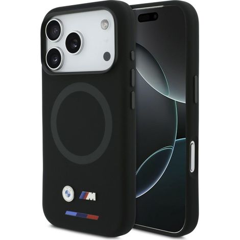 Coque MagSafe en silicone avec logo BMW M pour iPhone 17 Pro, noire (1/5)