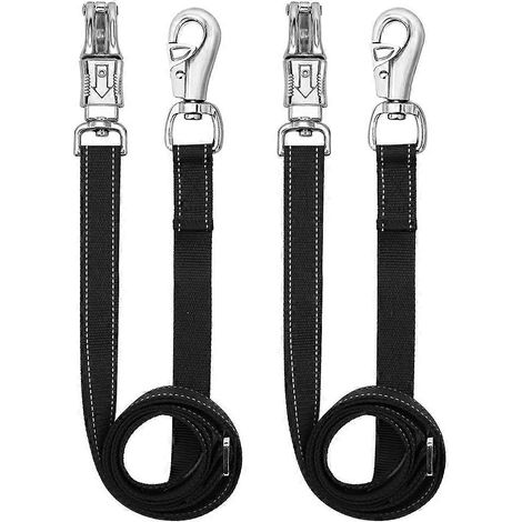 Lot de 2 sangles croisées pour cheval, en nylon, avec mousqueton anti-panique et mousqueton robustes, longueur réglable de 115 cm à 200 cm. (1/5)