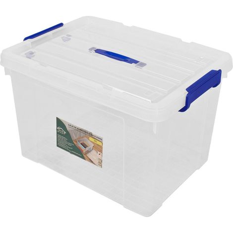 Cajas de Almacenaje Ordenación de plástico Transparentes con Tapa Azul Con y Sin Ruedas Ropa, Libro, Juguestes