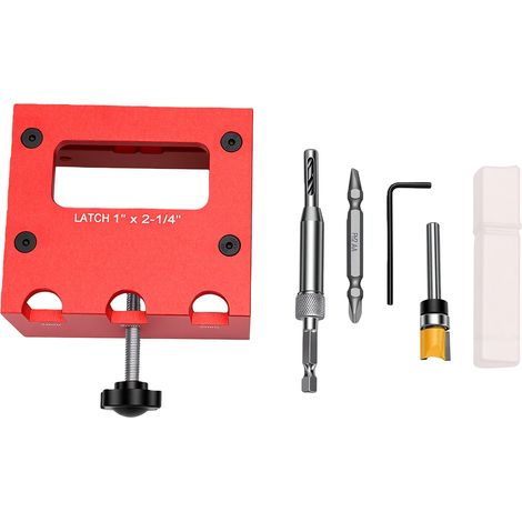 Outil de mortaise de loquet de porte pour routeur 1 pouce x 2-1/4 pouces, pince de gabarit sur alliage d'aluminium 1-3/8 1-3/4 bois (1/5)