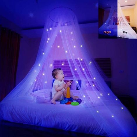 Moustiquaire avec étoiles Lumineuses étoiles Glow Bed Canopy Dome Anti-Mosquito Bed Canopy Convient au lit de bébé,Enfants, Adultes (1/4)