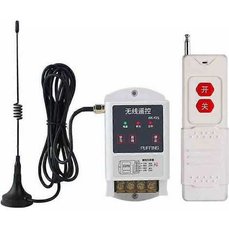 Interrupteur sans fil 220 V 3 km avec télécommande et manuel d'utilisation + télécommande intelligente pour pompes à eau et éclairages (1/5)