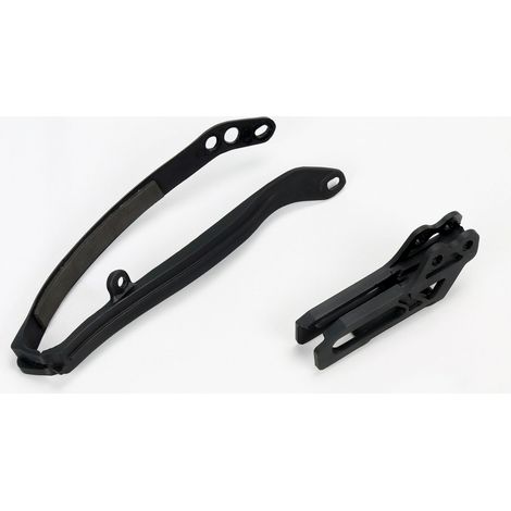 Juego de guías deslizantes UFO + guía de cadena para Yamaha YZ 125/250 '09-14, YZF/WRF 250/450 '09-21, color negro.