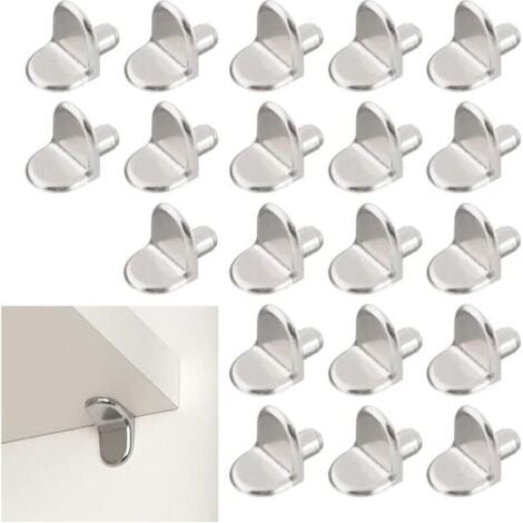 20 Pièces Chevilles de Support d'Étagère, 5mm Taquet Étagère Support en Forme de L en Bois et Verre de Armoire Rangement Meuble Placard Bibliothèque (1/5)