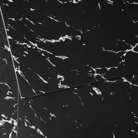 Dalles de sol vinyle autocollantes 30x30 cm, 50 pièces, 1,5 mm d'épaisseur, aspect marbre noir, idéales pour cuisine et salle de bain. (1/5)