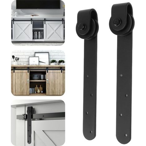 Schiebetür-Set im Scheunentor-Stil, Beschlagsatz für Schiebetüren im Scheunentor-Stil für Schränke, Beschlagsatz für Mini-Schiebetüren, Kleiderstange für Kleiderschränke (1/5)