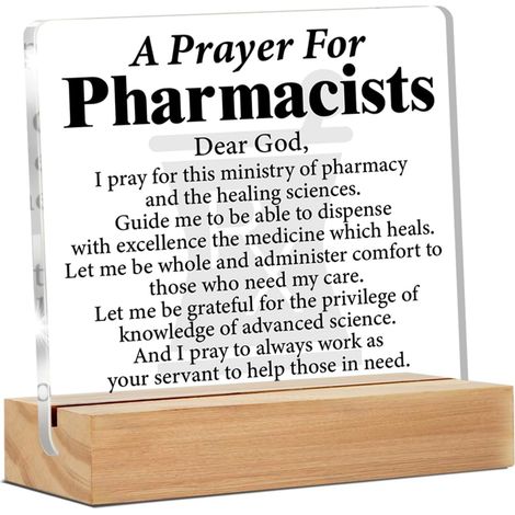Cadeaux pour pharmaciens·ennes hommes et femmes, cadeaux de graduation pour étudiants·es en pharmacie, prière pour pharmacien·ne, plaque décorative transparente pour bureau, décor en acrylique