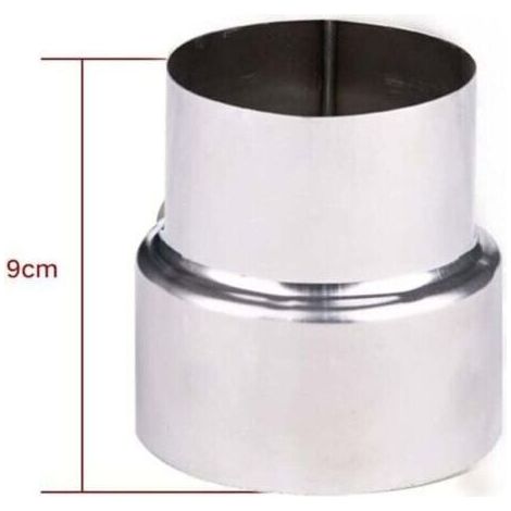 BUNTHAUS Réducteur de conduit de fumée en acier inoxydable, adaptateur de cheminée, tuyau de poêle, réduction en acier inoxydable, conduit de fumée, tuyau de poêle (90-80 mm)