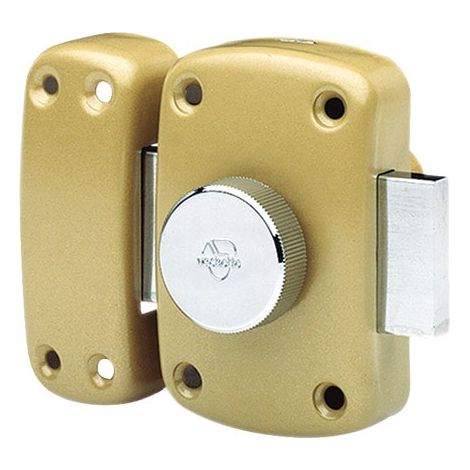 Vachette – Verrou à bouton bronze 40 mm – Compatible portes 29-37 mm – 3 clés crantées – Goupille anti-crochetage pour sécurité renforcée