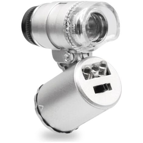 Mini Microscope LED 60X, Mini Microscope de Poche 60x, Mini Microscope de Poche, Microscope loupe pour bijoutier, loupe réglable avec lumière UV (1/5)
