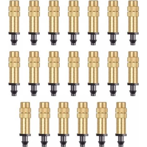 20 pezzi Ugello atomizzatore regolabile in rame per irrigazione a goccia 4/7 mm Micro irrigatore atomizzato Attrezzatura per irrigazione Raffreddamento Giardino Serra Ortaggi (1/5)