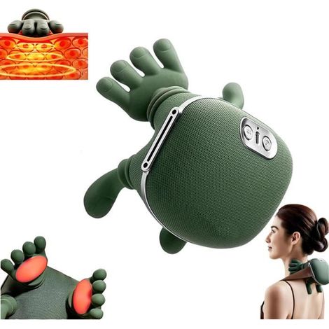 Masseur cervical Shiatsu 4D sans fil – Pétrissage profond – Portable – Pour cou, dos – Rechargeable