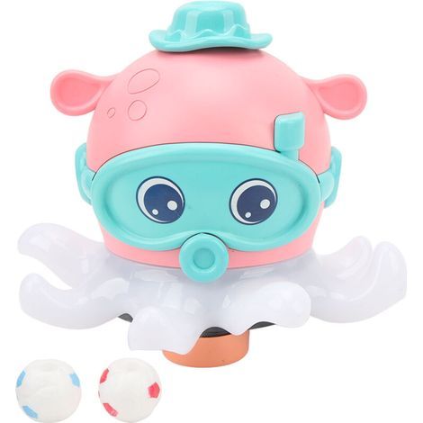 Jouet de bain électrique Octopus avec ballon flottant, musique et lumière - Éducatif pour enfants - Rose (1/5)