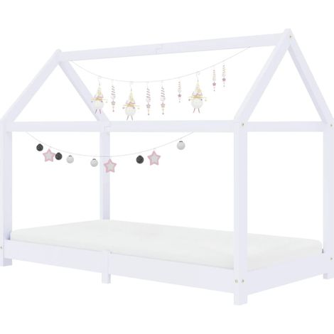 INLIFE Cadre de lit d'enfant Blanc Bois de pin massif 70x140 cm (1/5)