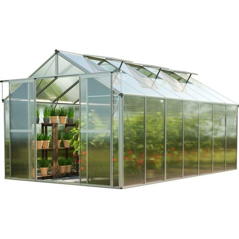 GFP Gewächshaus Topas 7 aus Alu 225x449 cm ca. 6 mm Doppelstegplatten formstabil & witterungsbeständig