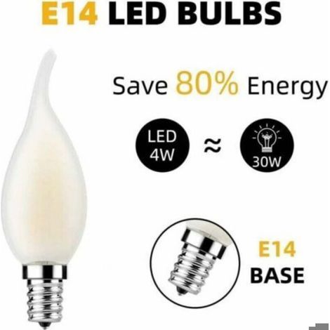 Ampoule Led E14 - Filament Flamme - 4 W - 2700 K - 400 Lm - 360° - Pour Lustres Et Candélabres - Lot De 10 (1/4)