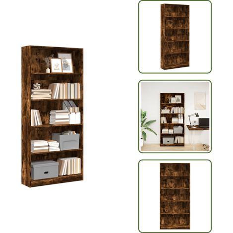 Bücherregal Räuchereiche 80x24x176 cm Holzwerkstoff - Bücherregal - Bücherregale - Bücherschrank - Bücherschränke (1/5)