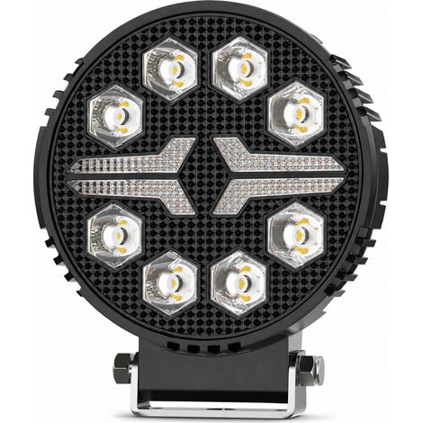 Phare de Travail LED Rond pour Véhicule, Lumière Blanche et Feu de Jour Jaune, Fixe, Flash et Séquentiel, Chariot Élévateur Tout-Terrain (1/5)