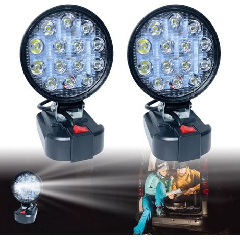 Pack of battery lamp for Makita 18v, LED work light battery LED spotlight portable floodlight construction site lamp flashlight spotlight for Makita 18V (round) (1/5)
