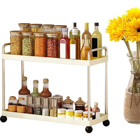 Organisateur De Comptoir De Salle De Bain - Étagère à Cosmétiques à Double Niveau Organisateur Cosmétique Décoratif pour Salle De Bain Cuisine sous Évier Dressing Cellier Bar À Café (1/5)
