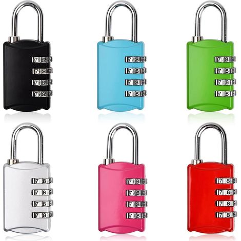 Cadenas 4 chiffres, 6 Pièces Petit Cadenas à Code, Cadena a Code, Serrure Combinée pour Casier, Porte de Cave, Porte de Jardin, Garage (1/5)