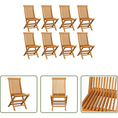 Teakholz -  Klappbare Gartenstühle 8 Stk. Massivholz Teak (1/5)