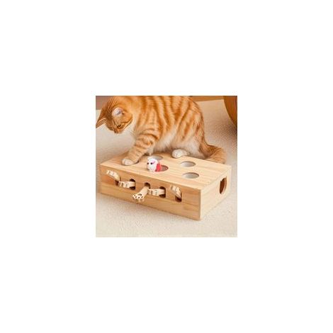 Whack a Mole Katzenspielzeug mit aufspringenden Mäusen – Interaktives Puzzlespiel & Kratzbrett für Wohnungskatzen, geistige Anregung und Bewegung, lustiges Katzenspielzeug – Crezuo