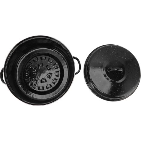 Poêle à marrons grillés pour usage domestique, plat à rôtir patates douces et viandes, grille de barbecue coréenne avec couvercle en fer, 26 cm (sans accessoire) (1/5)