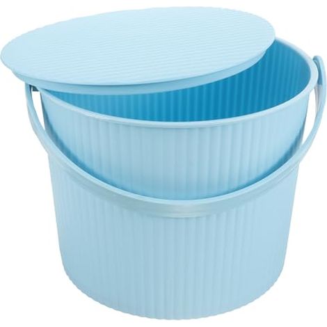 Seau Petit Tabouret Rond en Plastique avec Couvercle de Rangement (1/5)