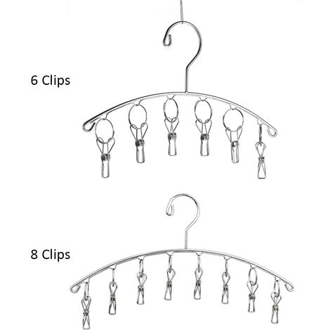 Porte-serviette à 8 clips en acier inoxydable Windproof, Séchoir avec pinces intégrées pour sous-vêtements, chaussettes et linge délicat (1/4)