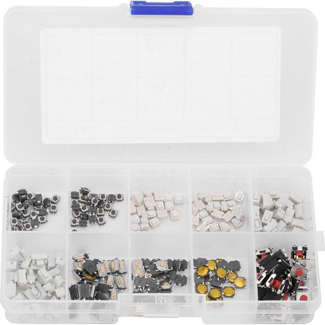 250 Interrupteurs Tactiles Kit - 10 Types de Boutons-Poussoirs Momentanés Tactiles Assortis (1/5)
