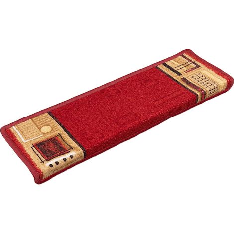 Maison Exclusive - Tapis d'escalier autoadhésifs 5 pcs 65x21x4 cm Rouge (1/5)
