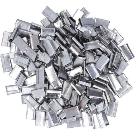 Pack of 260 sheet iron packing gaskets, 1 kg of sheet iron strapping clips, polypropylene packing buckles for 12-16 mm polypropylene packing belts (1/5)