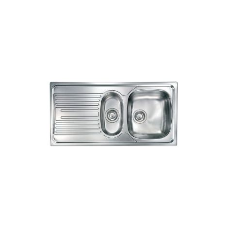 CM 010355DCSSP Atlantic Lavello da incasso 2 vasche 100x50 cm acciaio inox monostampo gocciolatoio sinistra colore Inox Satinato (1/5)