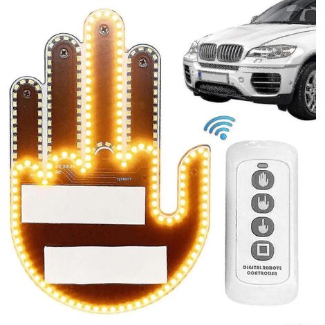 Lampe de voiture humoristique avec télécommande, symbole de rage au volant, geste du doigt d'honneur (1/4)