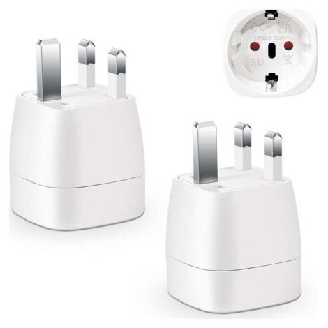 2 Pièces Adaptateur Prise Anglaise, Adaptateur de Voyage France/Europe ver UK,Francaise FR 2 Broches vers GB 3 Broches pour Irlande, Angleterre, Ecosse,Dubaï, Adaptateur Type G