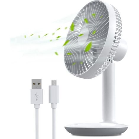 USB Rechargeable Table Fan 4000 mAh – 4 Speeds, Quiet Operation – 50° Tilt – Brushless Motor – 16 cm Compact (1/5)