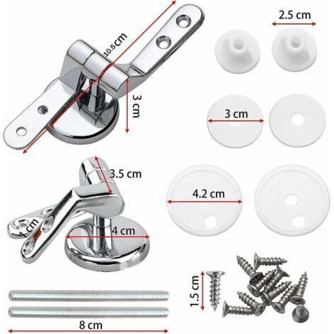 Charnière Abattant WC, Lot de 2 Charnières de Rechange pour Lunette de Toilette avec Fixations en Alliage