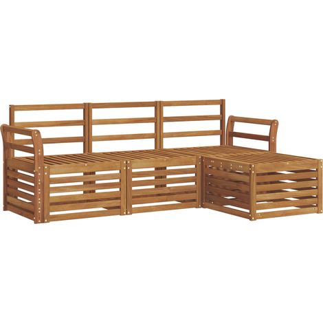 Ensembles de canapés 4 pcs Salon de jardin Naturel Bois d'Acacia Massif