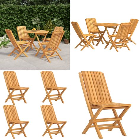 5-tlg. Garten-Essgruppe Massivholz Teak - Holztisch - Gartentisch - Essgruppe - Gartenmöbelset - Teakholzmöbel - Home & Living