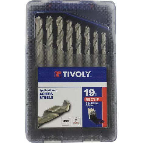 COFFRET 19 FORETS HSS RECTIFIES 1 A 10MM PAR 0,5MM