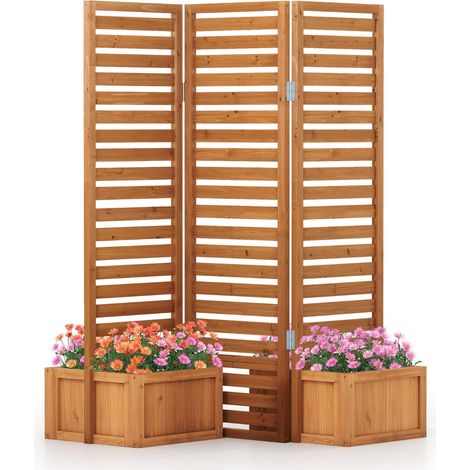 Schermo per la privacy da esterno 157 x 50 x 168 cm con fioriere autodrenanti design moderno in legno giallo 200017860