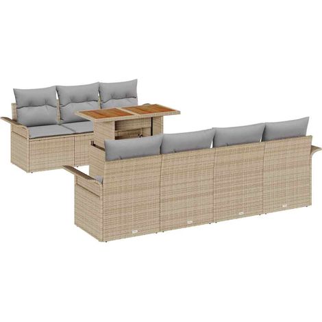 Garden Sofa Set with Storage 8 pcs Beige Poly rattan vidaXL