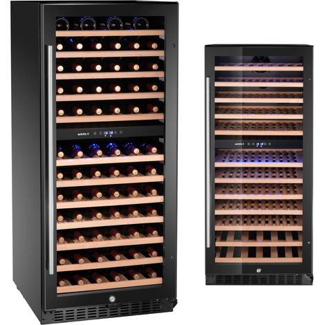 Hendi – Cave à vin de service 2 zones – 124 bouteilles – Volume 265 L – Dimensions 570 x 595 x 1400 mm – Étagères en hêtre extensibles