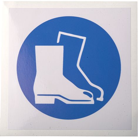 Panneau obligation, avec pictogramme : Chaussures de sécurité obligatoires, Auto-adhésif, en Vinyle ( Prix pour 1 ) (1/2)